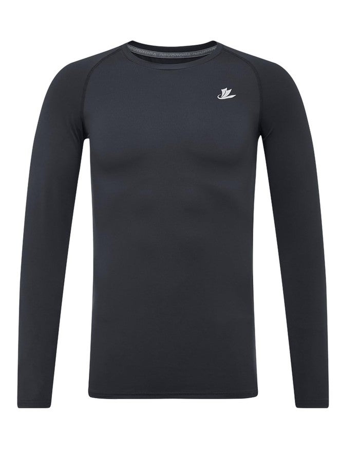 DEVOROPA Youth Boys Compression Shirt Long Sleeve Football Baseball Undershirt Quick Dry Sports Baselayer Gray M - Image 1